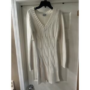 Body Central SMALL Sweater Dress White Long Sleeve Bodycom